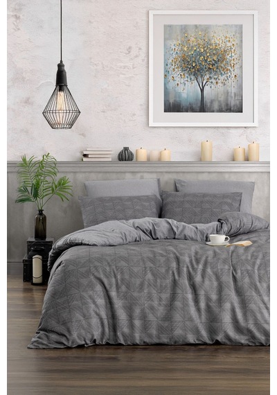 Veramoni Soft Dreams Line Çift Kişilik Pamuklu Desenli Nevresim Takımı - Antrasit