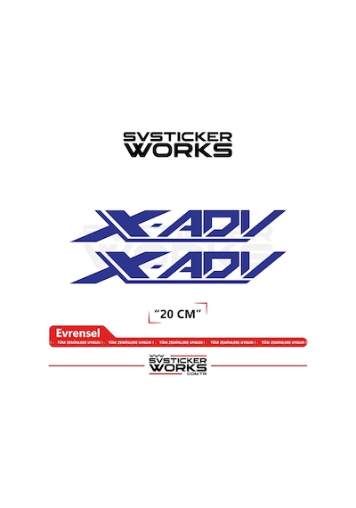Honda X-adv 750 Sticker Uyumlu Yazı Yüksek Kalite Özel Kesim Folyo 2'li Set Lacivert