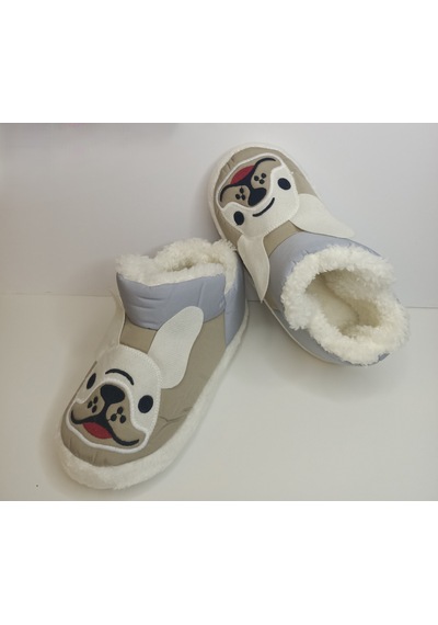 Huzurlu Adımlar Kulaklı Köpek Peluş Panduf Vizon Mavi