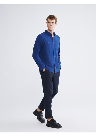 Lcwaıkıkı Classic Lacivert Regular Fit Uzun Kollu Gabardin Erkek Gömlek