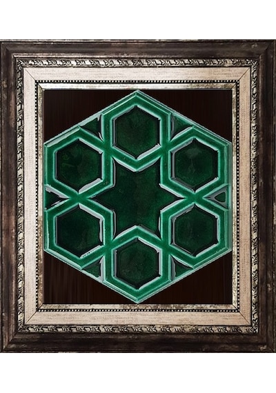 Armada Çini 15X17 Cm Rölyefli Yıldız Yeşil Altıgen Çini Pano