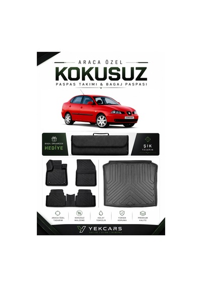 Seat Cordoba 2008 Model Aracınıza Özel 4d Karbonlu Kauçuk Paspas Takımı Ve Bagaj Havuzu