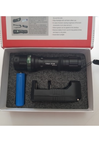 Star Km-815 500 Lümen Şarjlı Led Zoomlu Metal Polis El Fen...