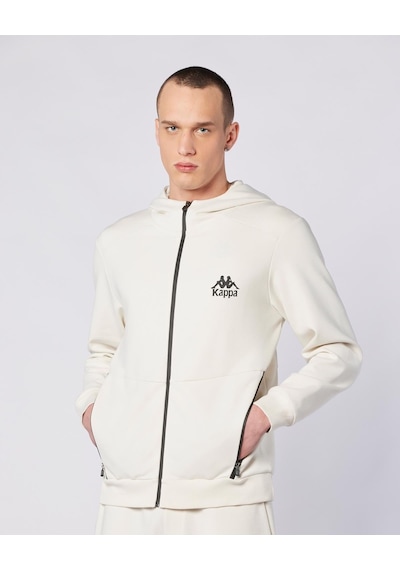 Kappa Fabio Full Zip Erkek Ekru Regular Fermuarlı Eşofman Üstü