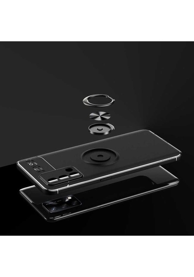 Oppo A74 4g Kılıf Zore Ravel Silikon Kapak Siyah-Mavi