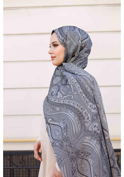 Etro Desen Premium Şal Gri Çok Renkli