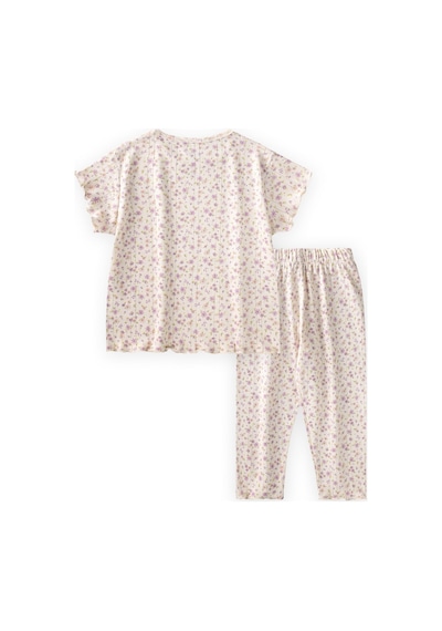 Cigit Desenli Pijama Takımı 1-8 Yaş Çıtır Çiçek Desen Beyaz