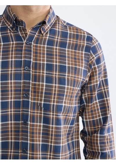 Lcwaıkıkı Classic Kahverengi Regular Fit Ekose Desenli Gabardin Erkek Gömlek