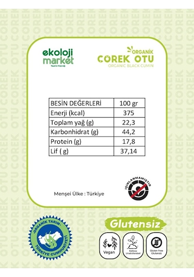 Ekoloji Market Organik Glütensiz Çörekotu 100 G