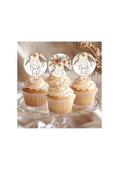 15adet Cupcake Kürdanı Bohem Çiçekli Bride To Be Gelin Oluyor Düğün Kına Gecesi Bekarlığa Veda Süsü