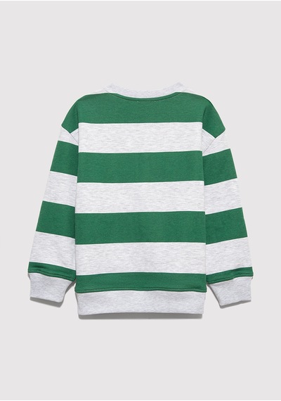 Mavi - Çizgili Baskılı Yeşil Sweatshirt 6s10170-71697 Yeşil