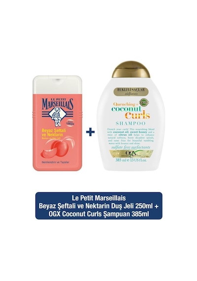 Ogx Bukleli Saçlar İçin Nemlendirici Coconut Curls Şampuan 385 ML + Şeftali ve Nektarin Duş Jeli 250 ML