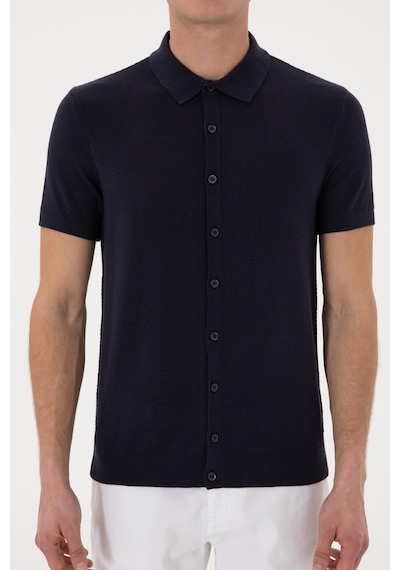 U.S. Polo Assn. Erkek Regular Fit Lacivert Düğmeli Triko Tişört 50306455-VR033