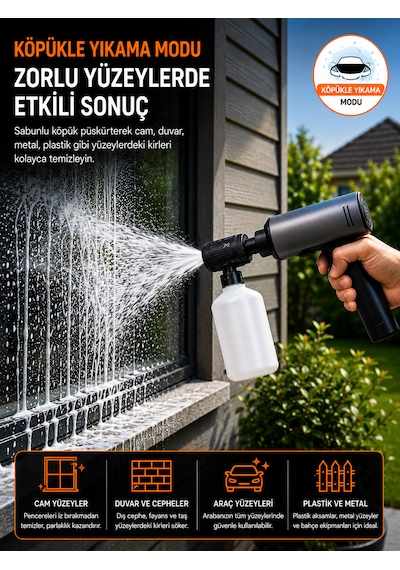 180w 18000rpm 203psı Katlanabilir Araç Yıkama Makinesi Dijital Göstergeli Basınçlı Su Pompası Siyah