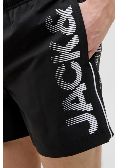 Jack & Jones Jpstmauı Jjswım Splıce Logo Akm Sn Erkek Siyah Şort Siyah