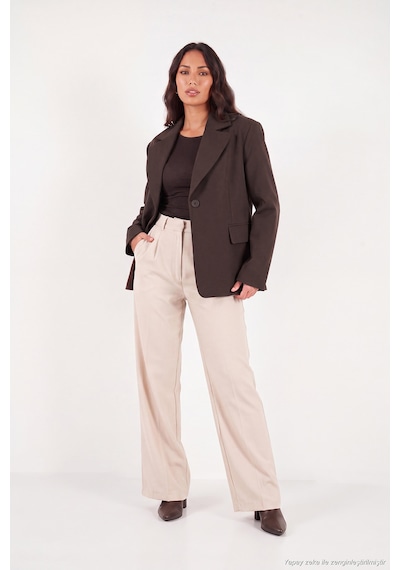 Lela Kruvaze Yaka Desenli Astar Detaylı Blazer Ceket Kadın Ceket 6523001 Kahve