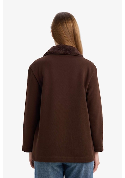 Defacto Regular Fit Fermuarlı Yaka İçi Yumuşak Tüylü Kalın Sweatshirt Tunik G3853ax25wnbn341 Kahve-bn341