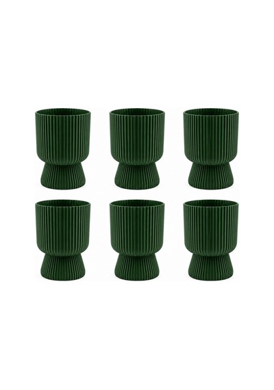 So-ltsa02 Lotus Ayaklı Plastik Vazo Çiçek Saksı 5 Lt No: 2 Yeşil 6 Adet