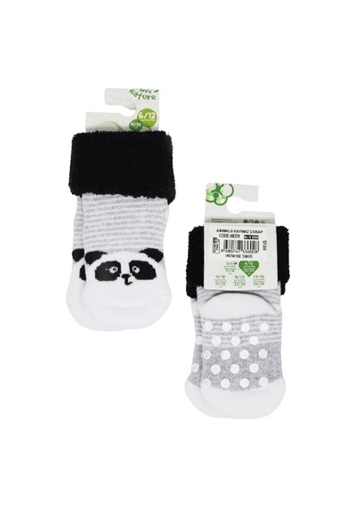Kitikate Bibaby Biorganic Anımals Havlu Kaymaz Çorap 68370 Siyah