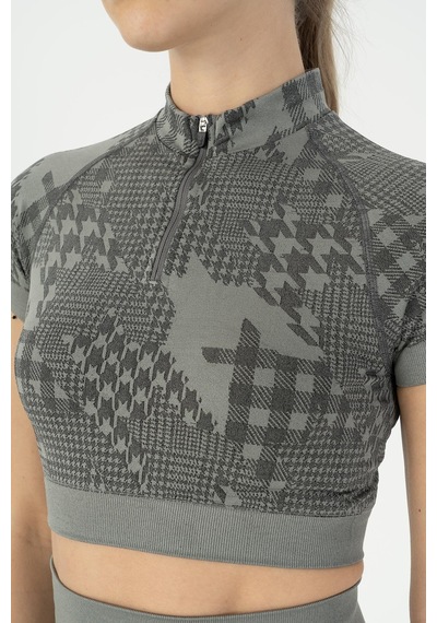 Maraton Slimfit Kadın Bisiklet Yaka Siyah Crop Top Siyah