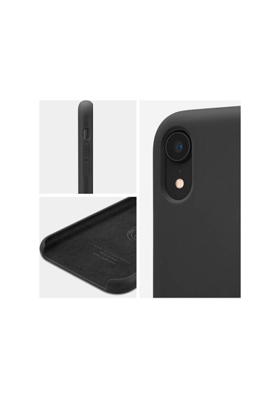 Spigen İphone Xr İle Uyumlu Kılıf Silicone Fit Black Siyah