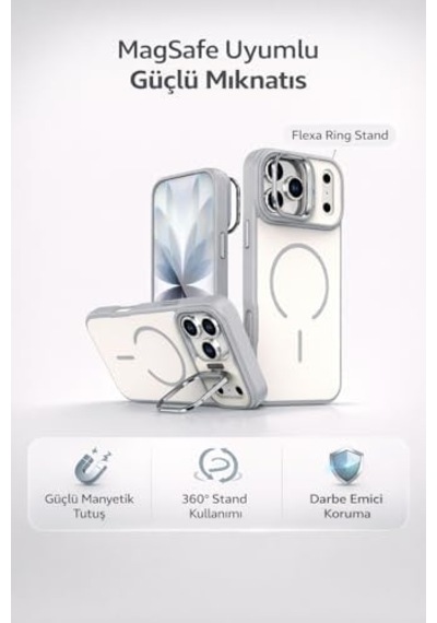 Apple iPhone 17 Pro Max İle Uyumlu Kilif Magsafe İle Uyumlu Kılıf Stand Özellikli Mıknatıslı Flexa Yüzük Tutuculu Iphone 17 Pro Max İçin Kılıf Darbe Emici Mat Arka Kapak Koruyucu Kılıf Beyaz Apple iPhone 17 Pro Max İle Uyumlu Kilif Magsafe İle Uyumlu Kılıf Stand Özellikli Mıknatıslı Flexa Yüzük Tutuculu Iphone 17 Pro Max İçin Kılıf Darbe Emici Mat Arka Kapak Koruyucu Kılıf Beyaz