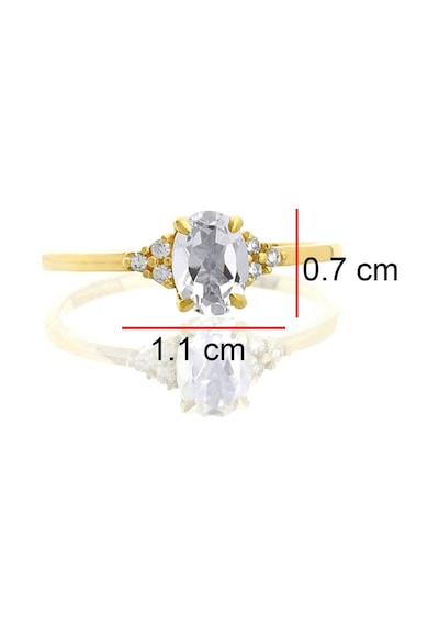White Topaz Oval Tektaş Pırlanta Yüzük Sarı