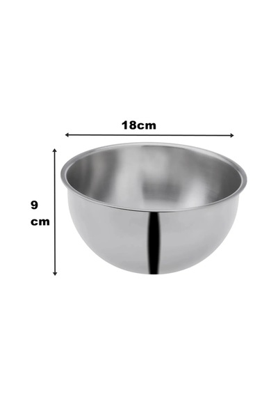 Paslanmaz Çelik Karıştırma Ve Salata Kasesi 18cm 1,5 Litre Çırpma Yoğurma Hamur Saklama Kasesi Gümüş