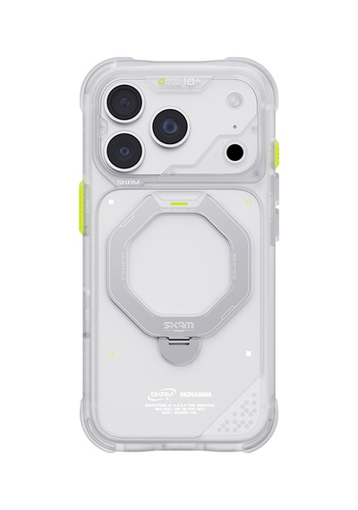 Apple iPhone 18 Pro Uyumlu Kılıf M-safe Şarj Özellikli Standlı Skinarma Saturn Kapak Beyaz