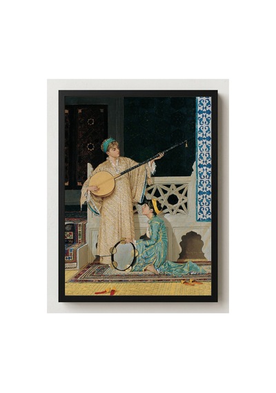 Osmanlı Osman Hamdi Bey İki Müzisyen Kız Çerçevesiz Poster 21x30 Cm A4 Tablo Osmanlı Türk Resmi