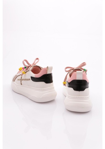 Dgn 1023 Kadin Sneaker Ayakkabi 1023-2007-R0275 Beyaz - Pudra