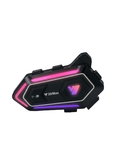 Gp Katjmer Y20 Max Bluetooth 5.3 300m Çift Yönlü Rgb Işıklı Motosiklet Kask Kulaklığı Intercom