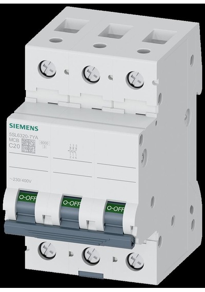 Siemens - 3p 20a 6ka C Serisi Trifaze Anahtarlı Otomatik Sigorta 5sl6320-7ya