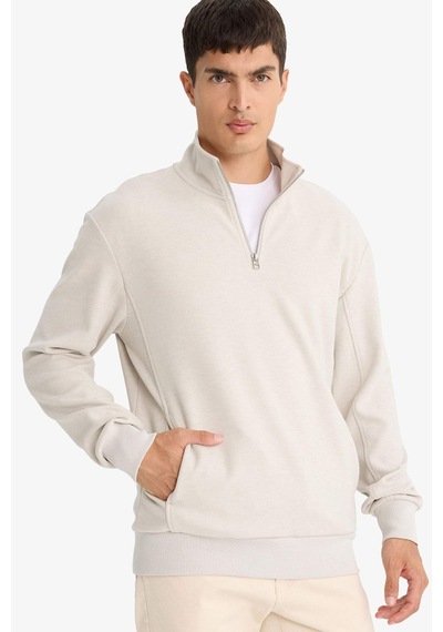 Defacto Regular Fit Yarım Fermuarlı Sweatshirt E9629ax25aubg766 Bej-bg766