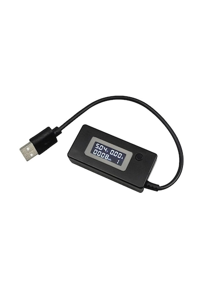 Siyah Cep Telefonu Şarj Test Kontrol Cihazı Pil Durumu Kapasite Akımı Usb Çıkışı Ölçüm