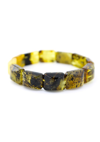 Kehribar Bileklik Fosilli Roleks Özel Tasarım Ambergold Blk23-54 Çok Renkli