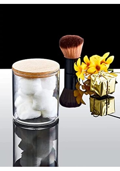 Ahşap Görünümlü Kapak 3'lü Organizer Set, Modern Pamukluk Düzenleyici Şık 3'lü Pamukluk Set - Şık Ve Fonksiy Çok Renkli