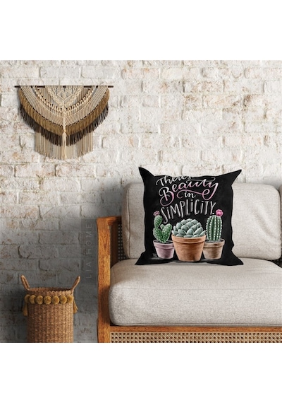 Kaktüs Desenli Dekoratif Minder Kılıfı 60 x 60 cm