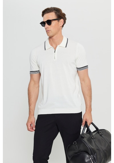 AC&Co / Altınyıldız Classics Erkek Beyaz %100 Pamuk Standart Fit Normal Kesim Polo Yaka Armürlü Triko Tişört Beyaz AC&Co / Altınyıldız Classics Erkek Beyaz %100 Pamuk Standart Fit Normal Kesim Polo Yaka Armürlü Triko Tişört Beyaz