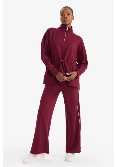 Defacto Long Fit Dik Yaka Beli Lastikli Yarım Fermuarlı Modal Sporcu Sweatshirt G4367ax25wnbr170 Bordo-br170