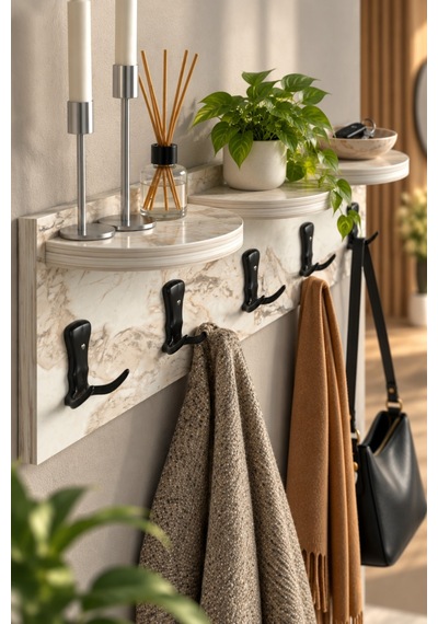 Sulorahome 5'li Duvar Askılığı Beyaz 80 Cm Beyaz Mermer