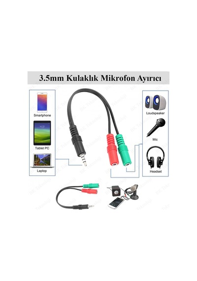 3.5mm Stereo Kulaklık Mikrofon Ses Ayırıcı Kablo Adaptörü