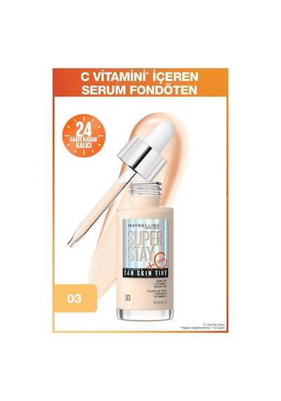 Maybelline New York Super Stay Skin Tint Fondöten 03 + Mini Falsies Surreal Maskara 4.7 ML