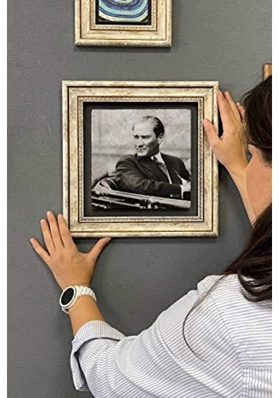 Oscar Stone Decor Çerçeveli Tablo Taş Duvar Dekoru 30 X 30 Cm Atatürk Arabada