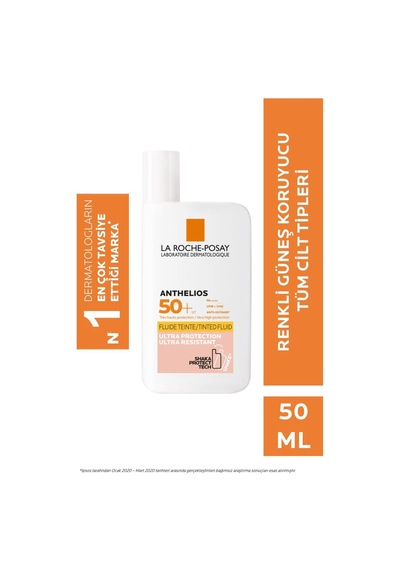 La Roche Posay SPF 50+ Anthelios Shaka Tinted Fluid Renkli Güneş Kremi 50 ML La Roche Posay SPF 50+ Anthelios Shaka Tinted Fluid Renkli Güneş Kremi 50 ML