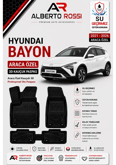 Hyundaı Bayon 2021 - 2026 Araca Özel Kauçuk 3d Profesyonel Oto Paspası