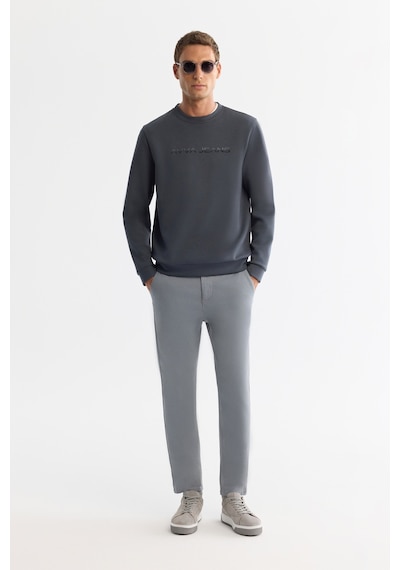 Avva Erkek Gri Yanı Lastikli Yumuşak Tuşeli Duble Paça Slim Fit Pantolon A42y3007