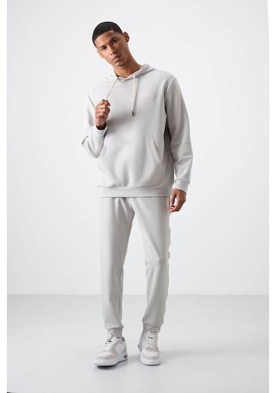Tommy Life Taş Pamuklu Kalın Yumuşak Dokulu Comfort Fit Nakışlı Erkek Eşofman Takım - 85255 Taş Rengi Taş
