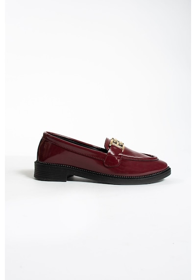 Tegan Kadın Loafer Makosen Casual Toka Detay Günlük Ayakkabı Bordo Rugan