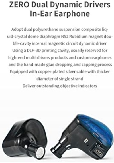 Zero Mavi Dual Dynamic Drivers In-ear Headphone Sahne, Stüdyo Veya Odyofil İçin Çift Sürücülü Kulak İçi/ın-ear Diğer